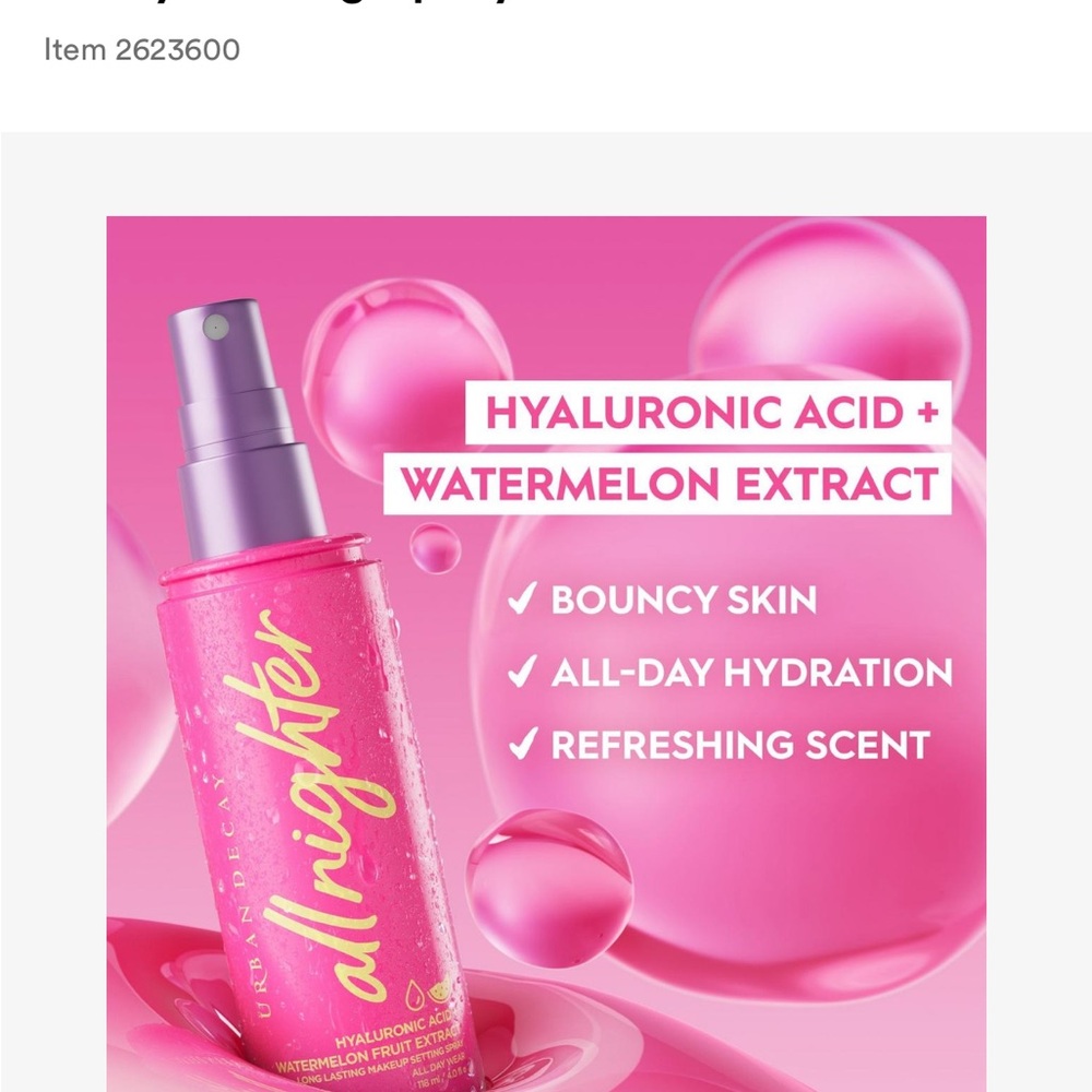 Urban Decay Travel Size All Nighter Hyaluronic Acid
Dewy Setting Spray - Picture 2 of 9